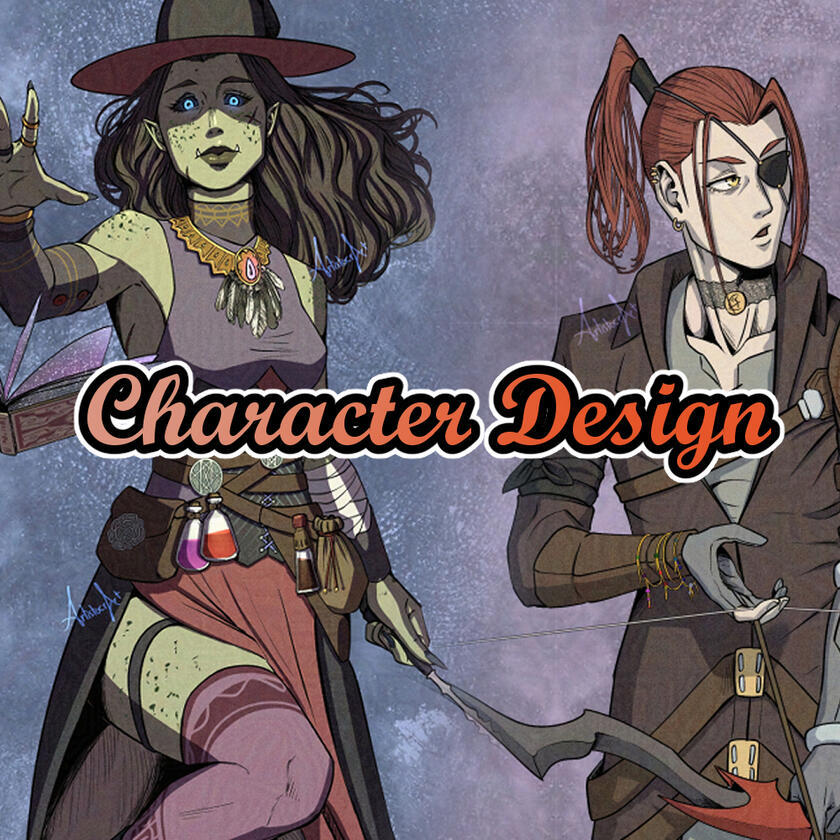 Character design: From $90 Full-body front view of a character (OC). I can make these with the use of references provided by you, or by working off of a text description. Price increases if you want a back view of the characters, and if you want