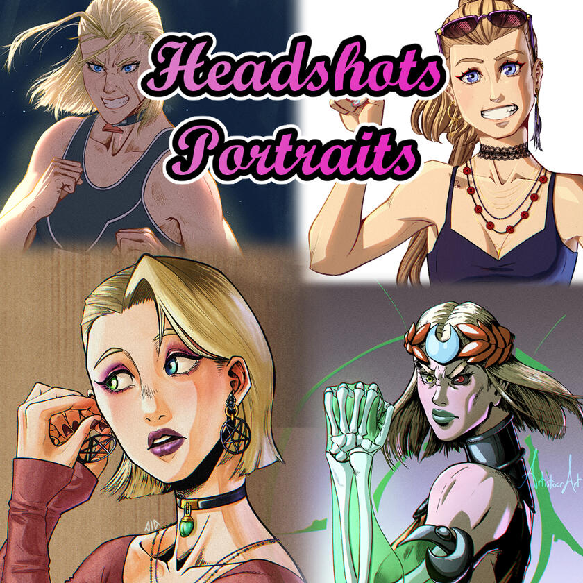 Headshots/Portraits: From $60 Half-body or Bust artwork of characters - OC or Fanart - ideal for game portraits or profile pictures.