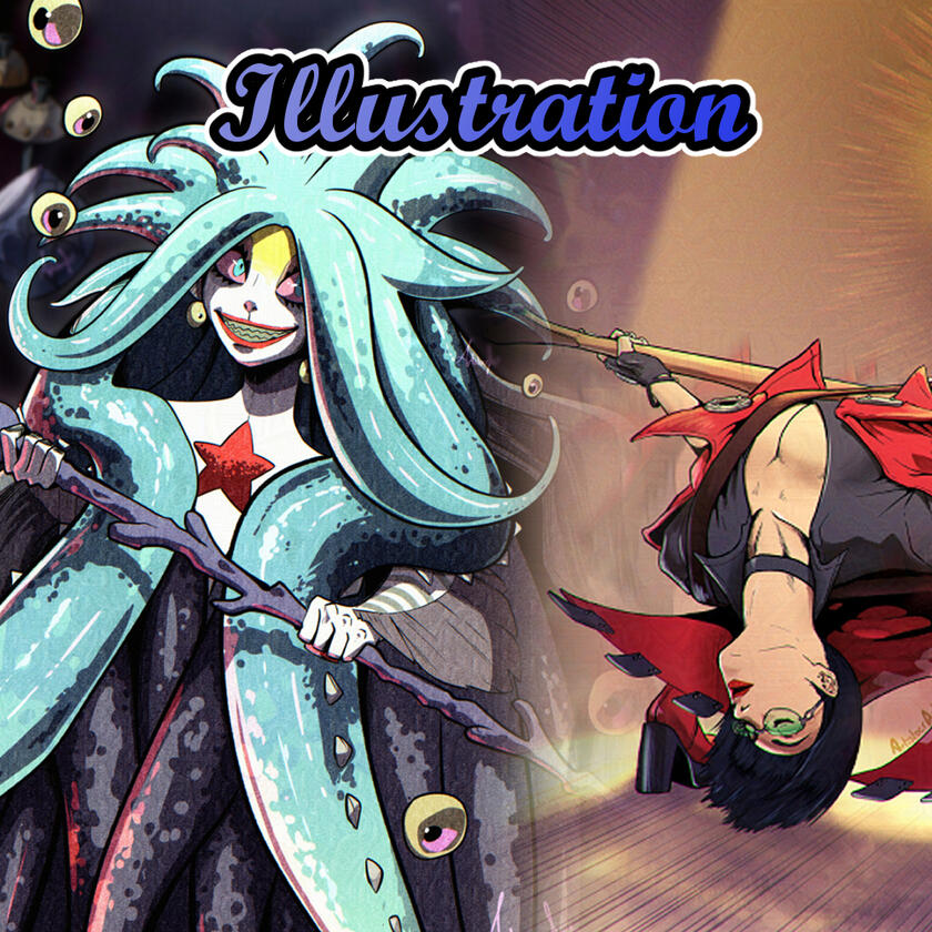 Illustrations: From $90 High resolution images of characters - OC or Fanart - in a static or dynamic scene, with and without backgrounds.